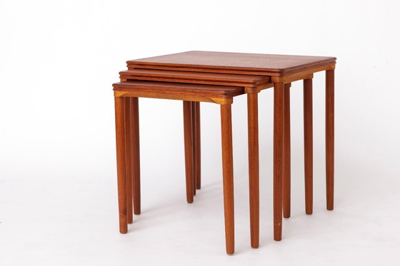 Image 1 of Set of 3 Teak Nesting Tables – 1970s Danish Mid-Century Modern Design, Vintage Side Tables, Scandinavian Teak Furniture