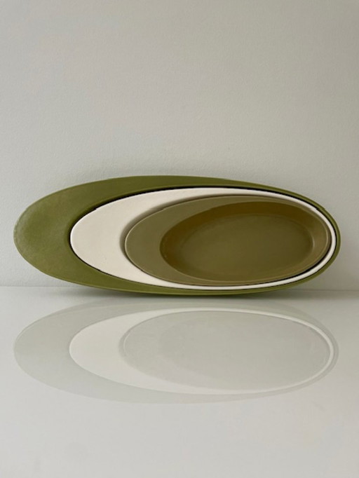 Ensemble de 3 plats de service ellipse vintage des années 1950