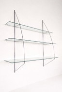 Vintage wandrek Ikea met chroom en glazen planken