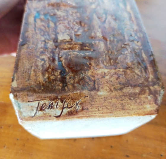 Image 1 of Vintage geglazuurd aardewerk lamp