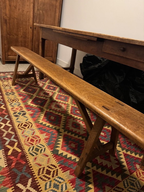 Image 1 of French farmhouse table with bench and chairs