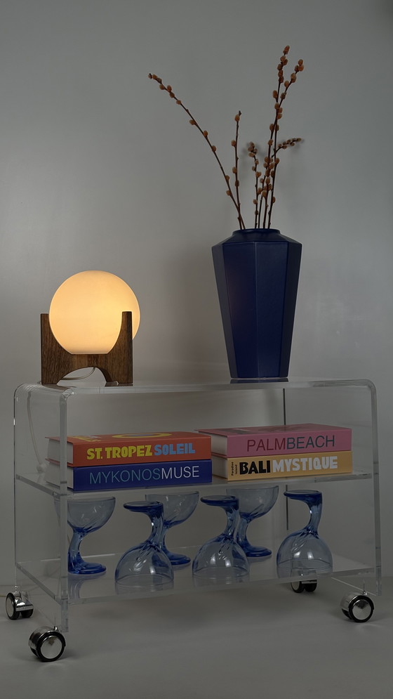 Image 1 of Lampe de table vintage Raak Amsterdam Hokusai D-2022 Bois wengé / verre