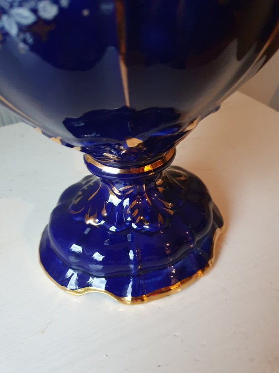 Image 1 of Exclusive Italian ceramic vase - cobalt blue 37 cm