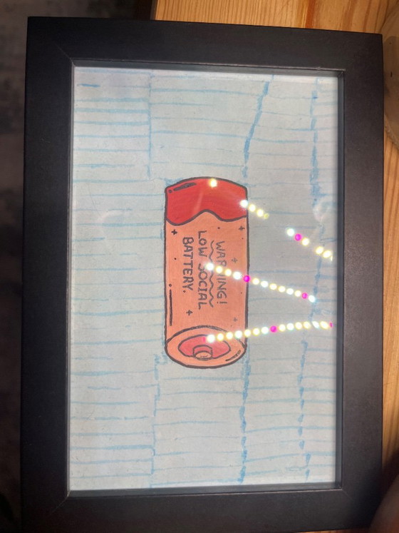 “Low Social Battery” Acryl Painting – Paintings & Drawings, Paper, Glass (photo 2 of 5)
