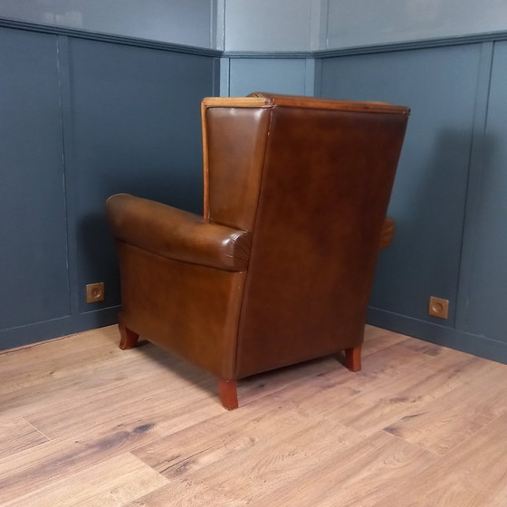 Image 1 of Elegant Art Deco Armchair in Sheepskin - Timeless and Luxurious Seating Comfort