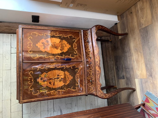 Vintage italienischer Intarsien-Cocktailschrank aus Maserholz, 1950er Jahre