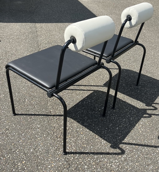 2 sillas Memphis posmodernas, en blanco y negro