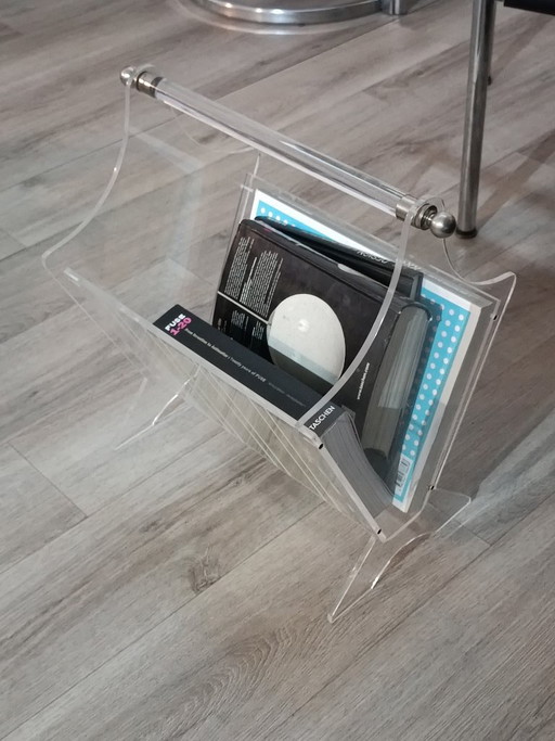 Vintage Plexiglas Magazine rack France 1980s
