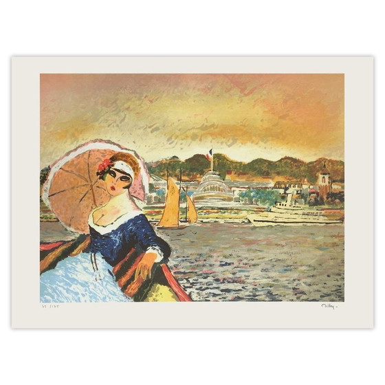 Ramon Dilley signierte Lithographie Sur Le Lac D'Evian 1985 – Lithographien & Drucke, Paper (photo 5 of 5)