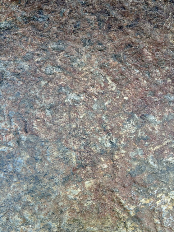 Image 1 of Vintage Brutalist Leistenen Salontafel met Chroom Onderstel – 80x80 cm