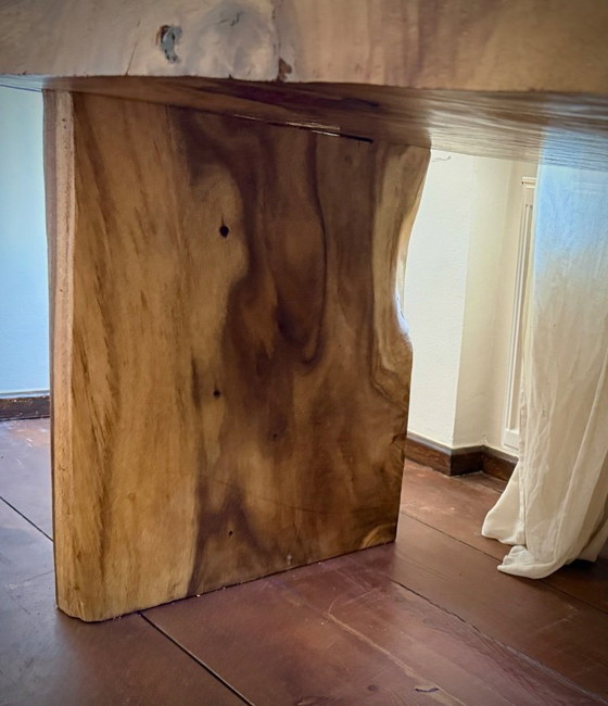 Image 1 of Tavolo/scrivania di design in legno massello di teak, 180 cm, piano 10 cm