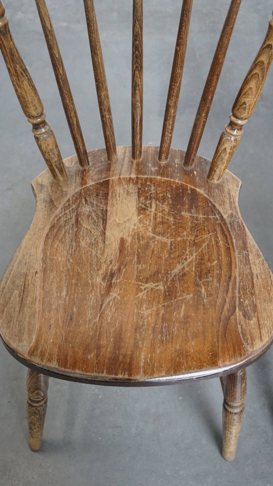 Image 1 of 6 x Antiker holländischer Holzbarhocker