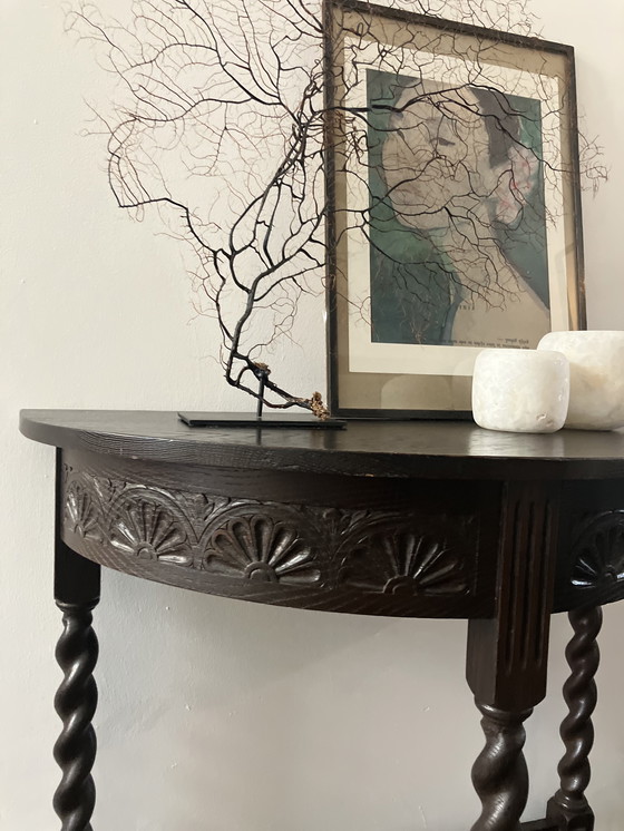 Image 1 of Tavolino laterale in legno marrone/nero antico