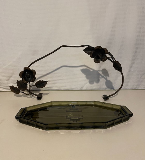 Image 1 of Glazen dienblad - Art Nouveau
