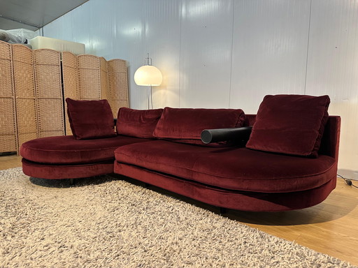ZGAN B&B Italia Sitty Hoekbank Rood Velvet Suède