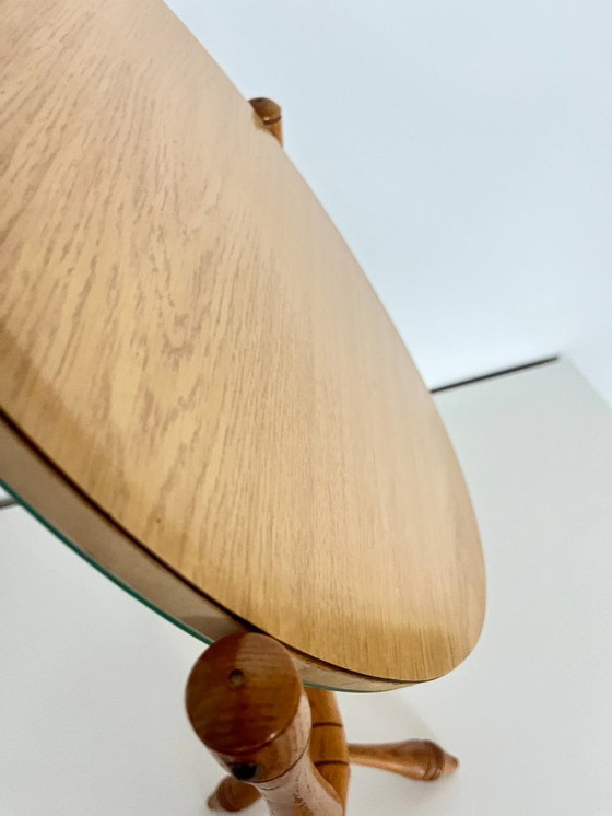 Image 1 of Specchio da tavolo inclinabile vintage degli anni '70 con base e cornice in legno