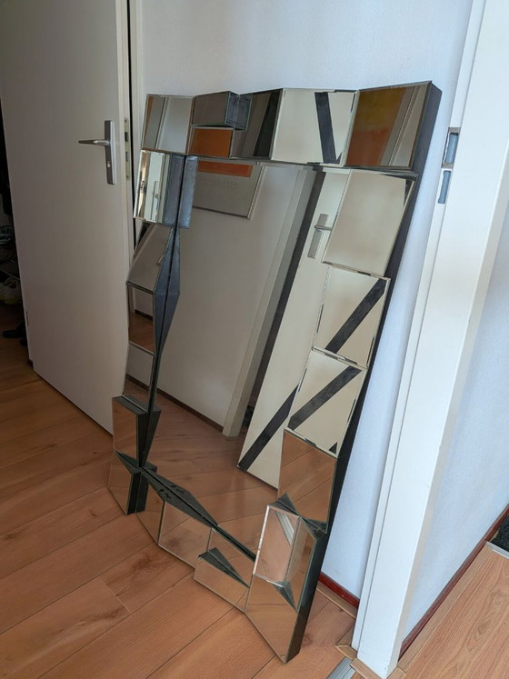 Image 1 of 🟢 Neal Small Stijl Faceted Wandspiegel - Slopes Serie 1970s - Op Art