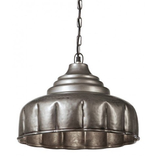 Lámpara colgante vintage, metal, gris plateado
