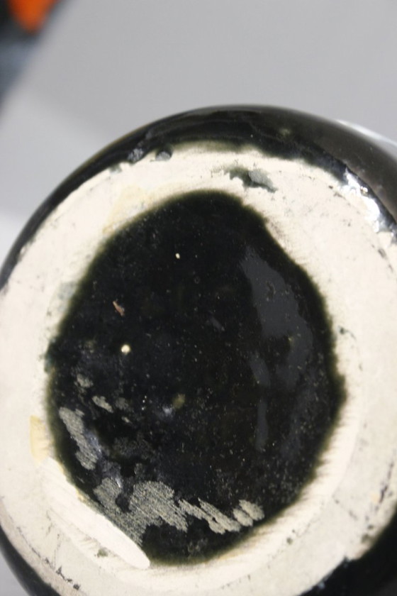 Image 1 of Luc Vallauris Saftservice Karaffe + 5 Becher Emaille Lava Frankreich 1950s