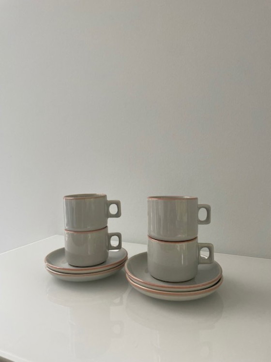 Image 1 of Vintage koffieservies – Huizen Holland Driehoek (5 kop en schotels)