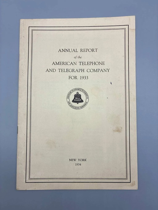 Annual Report AT&T 1933, American Telephone and Telegraph Company – giclee prints, Paper
