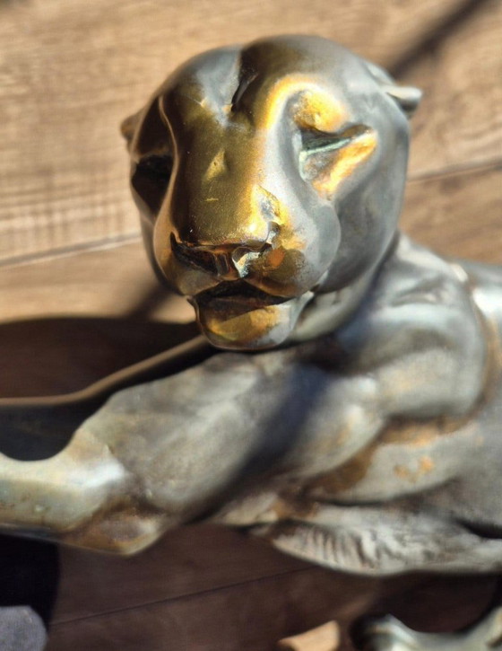 Art Deco panter sculptuur – Decoratieve objecten, Metaal (photo 20 of 24)