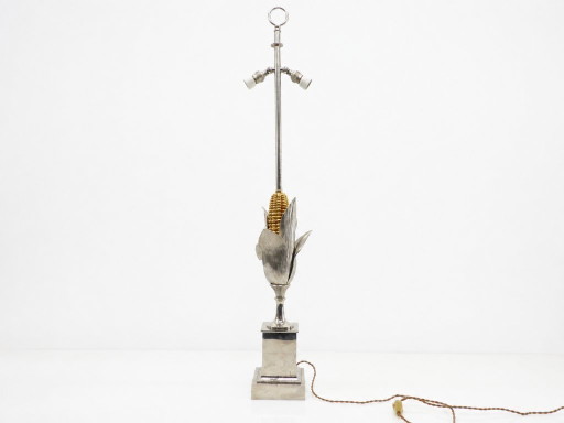 Corn Cob Lamp Base by Maison Charles in Silvered and Gilded Bronze, France, 1970 – tafellampen (photo 2 of 7)