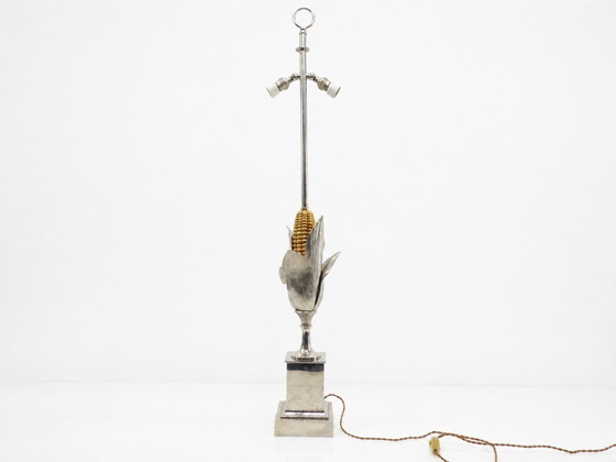 Corn Cob Lamp Base by Maison Charles in Silvered and Gilded Bronze, France, 1970 – Table lamps (photo 2 of 7)