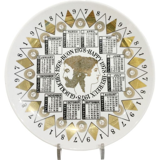 Assiette de calendrier en porcelaine de Piero Fornasetti, 1978