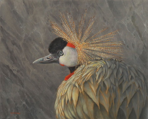 Grue Couronnée Huile sur toile