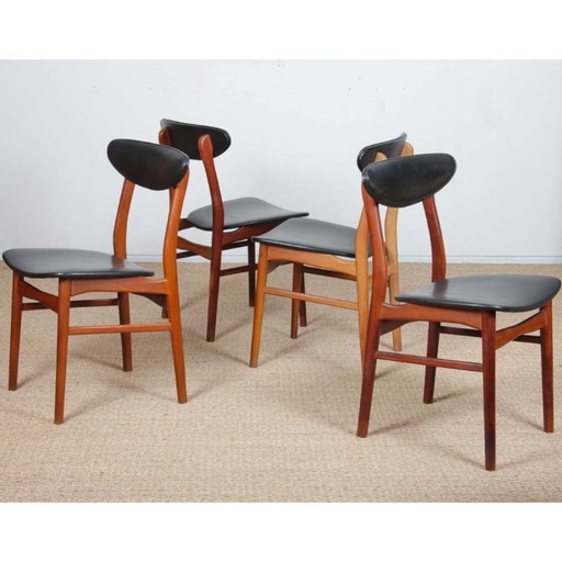 Set di 4 sedie vintage in legno in stile scandinavo, anni '60
