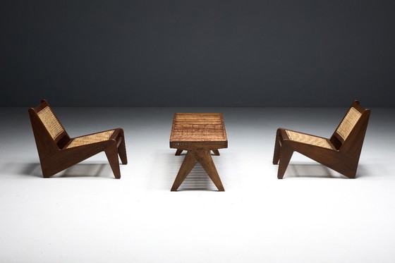 Image 1 of Panca in teak massello con doghe di Pierre Jeanneret, India, anni '50