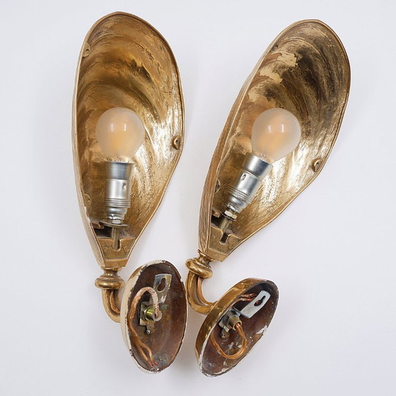 Image 1 of Coppia di applique in bronzo a forma di conchiglia di Maison Jansen - anni '70 (disponibili 2 paia)