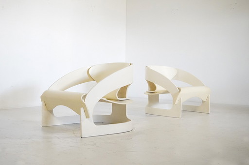 Paar Model 4801 loungestoelen van Joe Colombo voor Kartell, Italië 1960