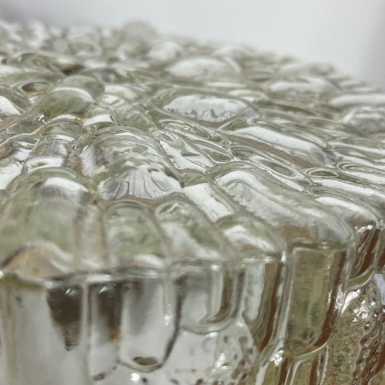 Vintage round wall light ceiling light transparent glass reed 1970 1980 (photo 4 of 9)