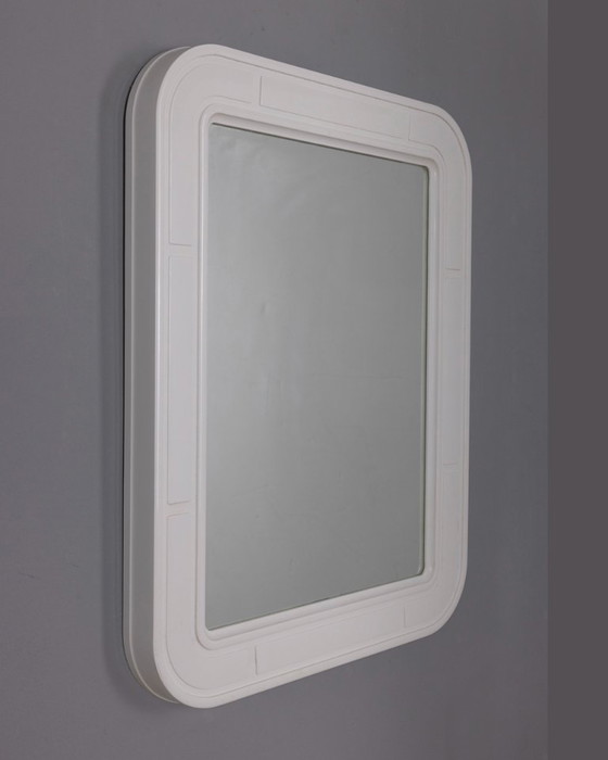 Image 1 of VINTAGE 1970S WALL MIRROR IN WHITE PLASTIC BY CARRARA MATTA DESIGN