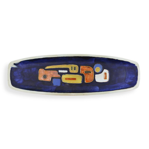 Mid-Century Elongated Glazed Ceramic Bowl, Belgium 1960s