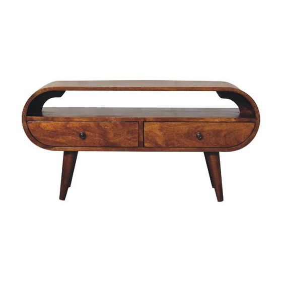 Image 1 of TV cabinet in solid mango wood with chestnut finish