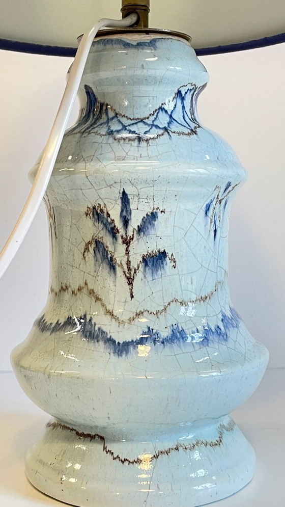 Image 1 of Vintage blauwe keramische lamp