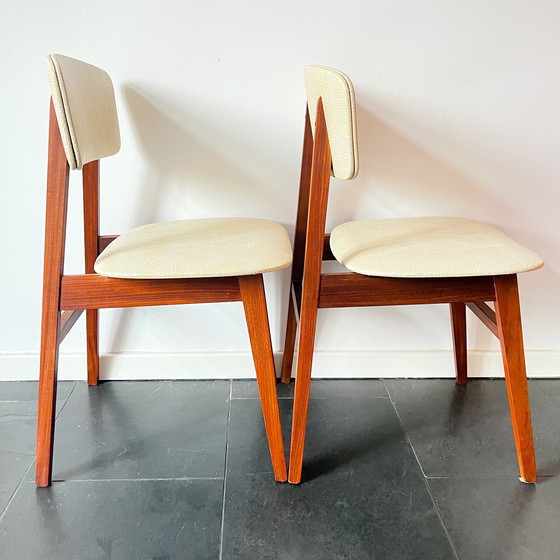 Image 1 of Chaises vintage Simpla-Lux - Lot de 2 - Design hollandais - Bois, cuir synthétique - 60s/70s