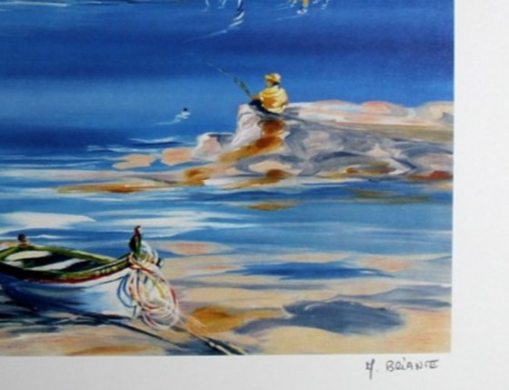 Image 1 of Anne Marie Briante "Le Pêcheur" Lithographie Signée et Numérotée