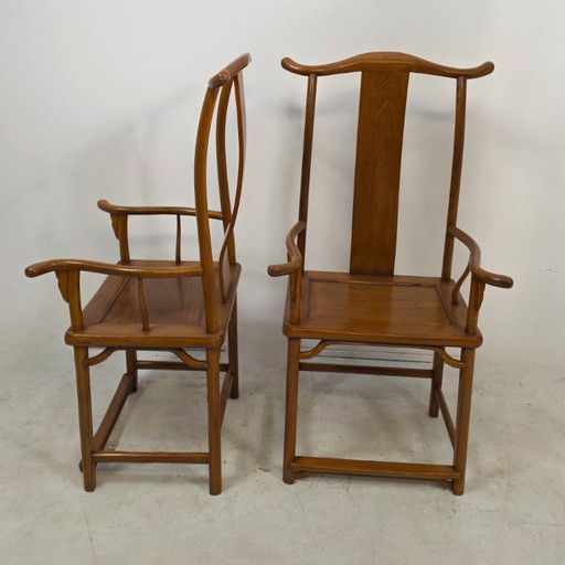 Set van 2 Chinese Yoke Back Chair vroege 20e eeuw – eetkamerstoelen, Wood