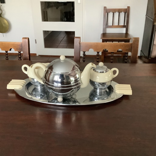Art Deco plated tea set 1930 Gouda pottery