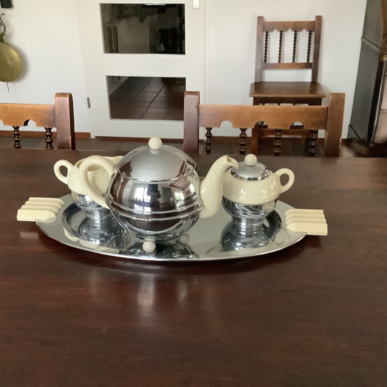 Image 1 of Art Deco plated tea set 1930 Gouda pottery