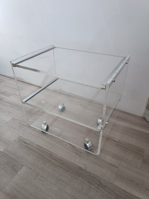 Table on casters by David Lange for Les invisibles du marais, 1970s