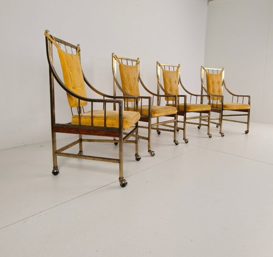 Conjunto único de sillas de comedor y salón de estilo de mediados de siglo – Doradas, fabricadas entre 1940 (photo 10 of 24)