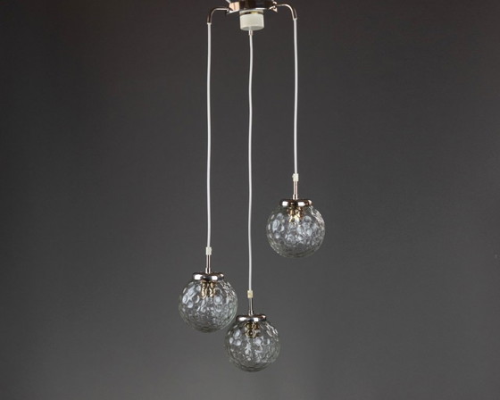 Image 1 of Dromerige cascadelamp, origineel uit de jaren 60/70, plafondlamp met 3 armen, chroom, vintage, mid-century, gerestaureerd