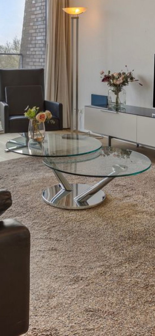 Naos Abra coffee table - Italian design with swiveling glass tops
