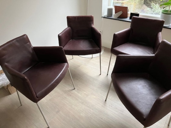 Image 1 of 4 x Label leren eetkamerstoelen Tiba 