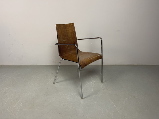 Set van zes mid-century moderne eetkamerstoelen van wengéhout, toegeschreven aan Thonet, Duitsland, jaren (photo 9 of 15)